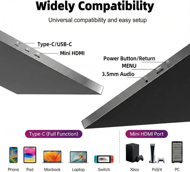 Alt view image 4 of 7 - 16" Portable Gaming Monitor 144Hz 1920x1200 IPS HDR USB-C