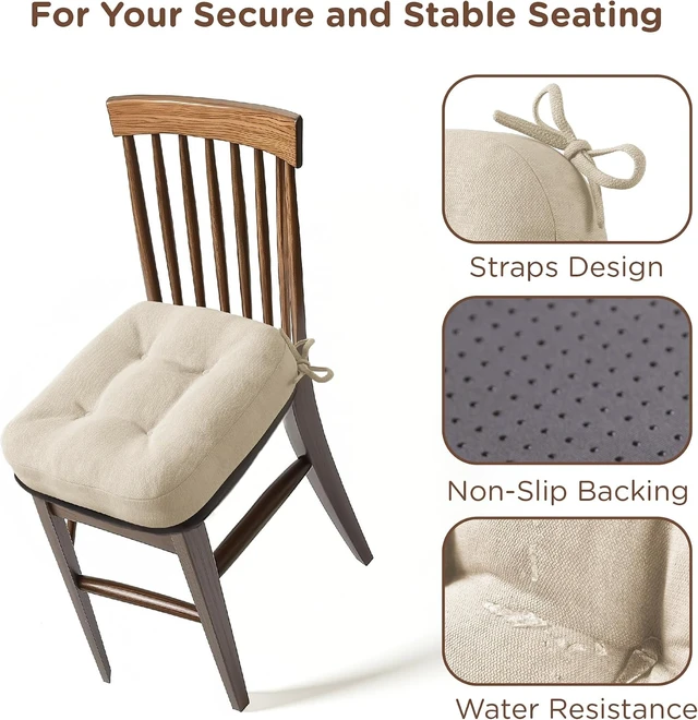 Alt view image 3 of 7 - Dining Chair Cushions 6 Pack, Thick Memory Foam Kitchen Seat Pads