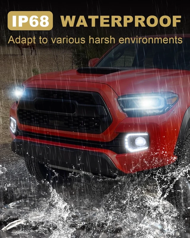 Alt view image 3 of 6 - LED Fog Lights Bezel Assemblies for 2016-2023 Tacoma DRL Amber Turn Signal