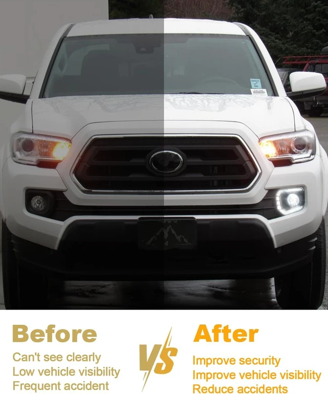 Alt view image 5 of 6 - LED Fog Lights Bezel Assemblies for 2016-2023 Tacoma DRL Amber Turn Signal