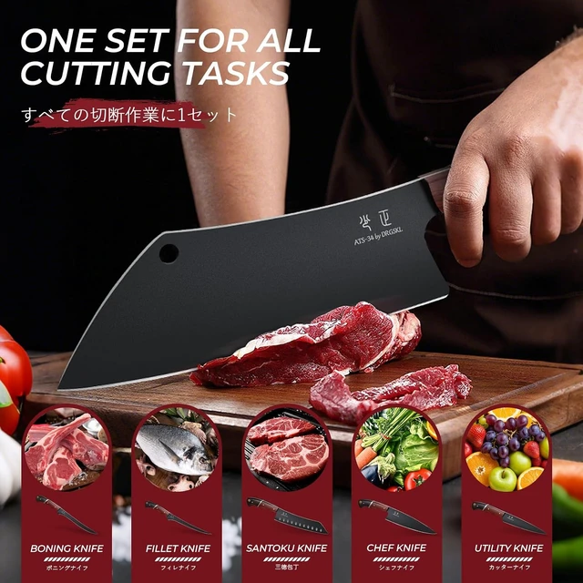 Alt view image 6 of 7 - Kitchen Knife Set with Bag - 6 PCS Chef Knife Set with Wooden Handle
