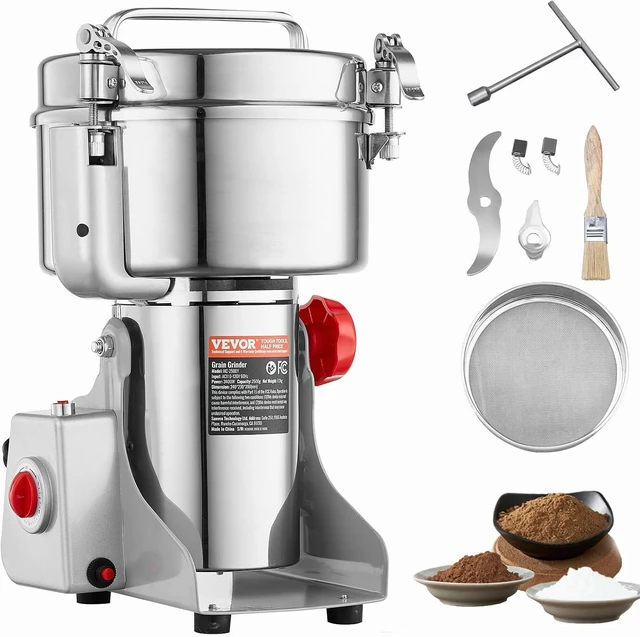 Main image of 2000g Electric Grain Mill Grinder, High Speed 3400W Commercial Spice Grinders, Stainless Steel Pulverizer Powder Machine, for Dry Grains Spices Cereals Coffee Corn Pepper, Swing Type