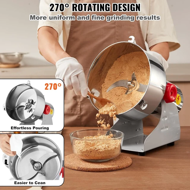 Alt view image 6 of 7 - 2000g Electric Grain Mill Grinder, High Speed 3400W Commercial Spice Grinders, Stainless Steel Pulverizer Powder Machine, for Dry Grains Spices Cereals Coffee Corn Pepper, Swing Type