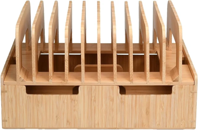 Alt view image 4 of 6 - Bamboo 12-Port Charging Station & Docking Organizer for Smartphones & Tablets, Family-Sized, for use in Corporate Offices & Classrooms