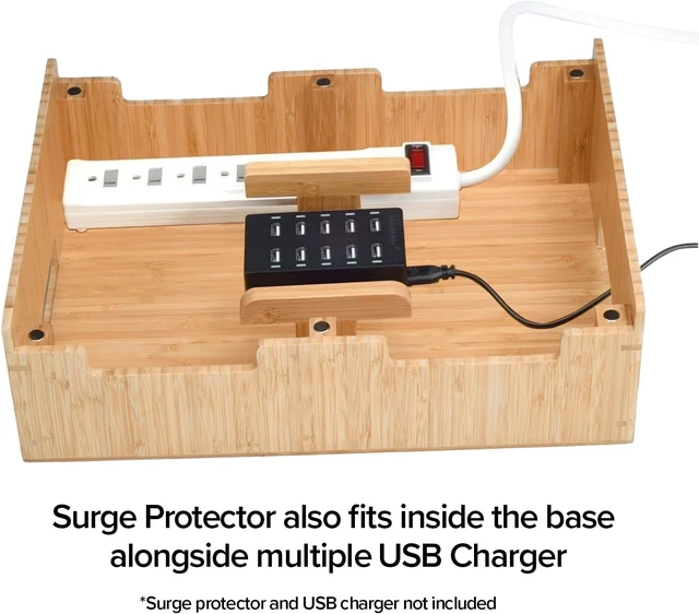 Alt view image 5 of 6 - Bamboo 12-Port Charging Station & Docking Organizer for Smartphones & Tablets, Family-Sized, for use in Corporate Offices & Classrooms