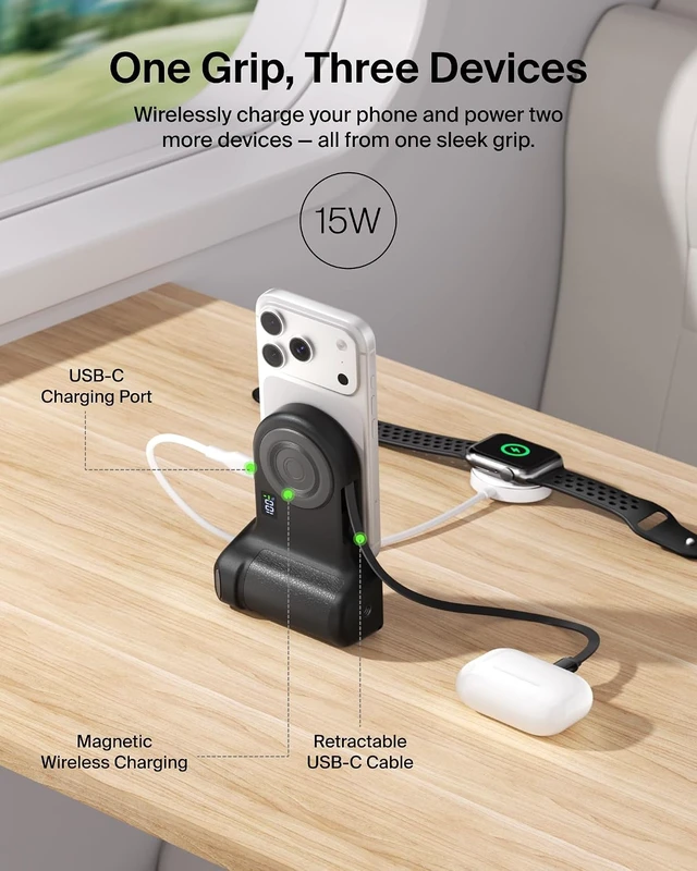 Alt view image 5 of 7 - Stage PowerGrip Magnetic Wireless Charging Camera Grip, 9300mAh