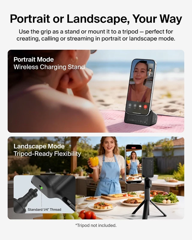 Alt view image 6 of 7 - Stage PowerGrip Magnetic Wireless Charging Camera Grip, 9300mAh