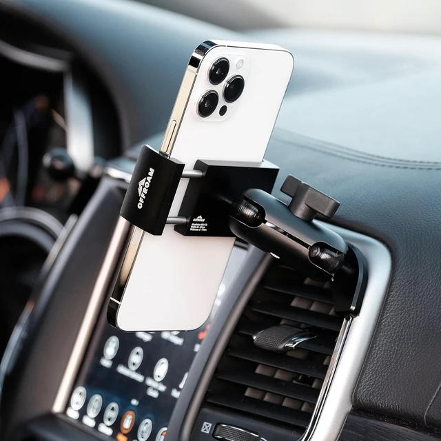 Alt view image 4 of 5 - Phone Mount Made for Jeep Grand Cherokee WK2 2014-2022, CNC-Machined Aluminium, Universal Spring Loaded Holder, 360-Degree Swivel, One-Hand Operation