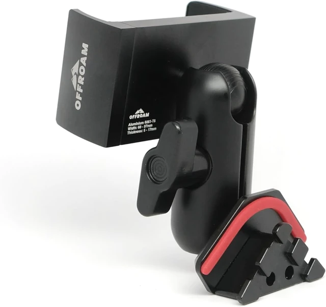 Alt view image 3 of 7 - Phone Mount Made for Toyota Tacoma 2005-2011, CNC-Machined Aluminium, Universal Spring Loaded Holder, 360-Degree Swivel, One-Hand Operation