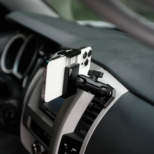 Alt view image 6 of 7 - Phone Mount Made for Toyota Tacoma 2005-2011, CNC-Machined Aluminium, Universal Spring Loaded Holder, 360-Degree Swivel, One-Hand Operation