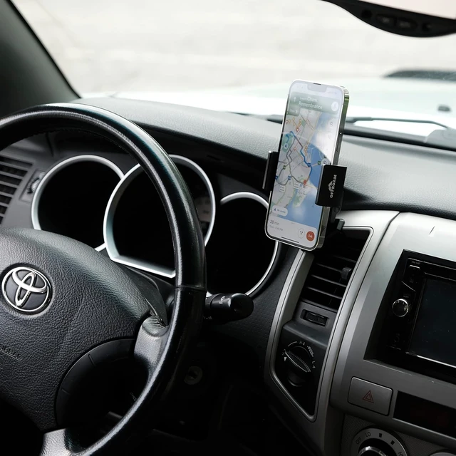 Alt view image 7 of 7 - Phone Mount Made for Toyota Tacoma 2005-2011, CNC-Machined Aluminium, Universal Spring Loaded Holder, 360-Degree Swivel, One-Hand Operation