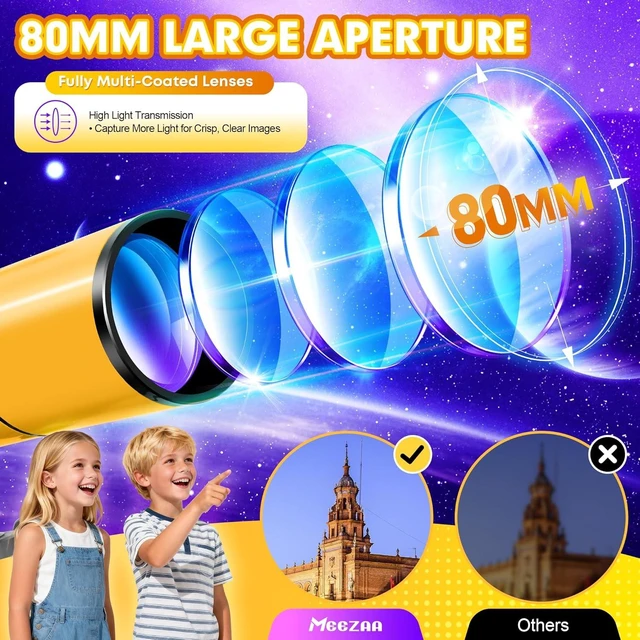 Alt view image 2 of 7 - Telescope for Adults & Kids, 80mm Aperture 500mm Refractor