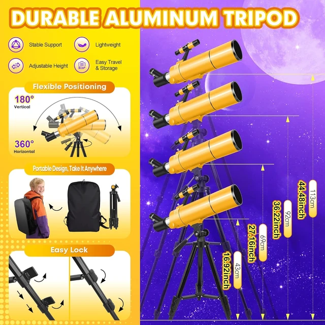 Alt view image 5 of 7 - Telescope for Adults & Kids, 80mm Aperture 500mm Refractor
