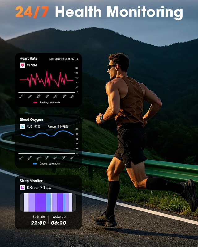 Alt view image 5 of 7 - GPS Smart Watch for Men, 100-Day Battery, Bluetooth Call with Flashlight