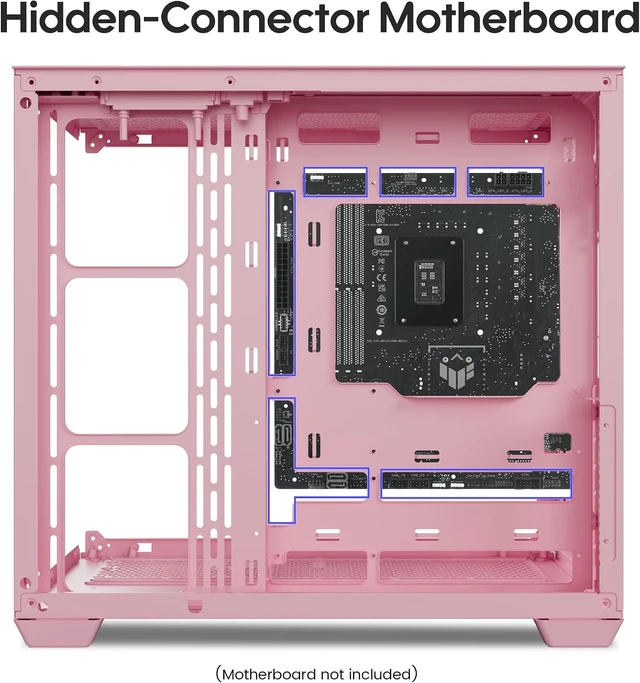 Alt view image 6 of 7 - AL900 Pink ATX Computer PC Case with 270° Full View Tempered Glass