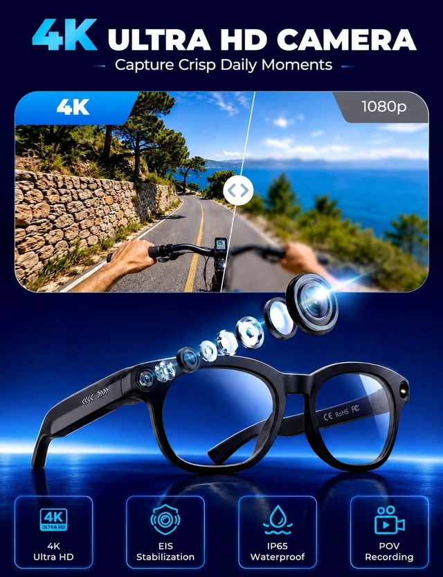 Alt view image 2 of 7 - AI Smart Glasses with Camera for Travel/Meetings/Vlog