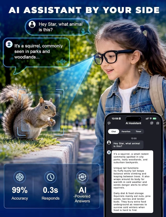 Alt view image 4 of 7 - AI Smart Glasses with Camera for Travel/Meetings/Vlog