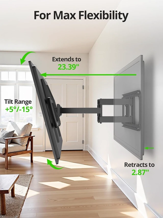 Alt view image 3 of 7 - 85 86 90 98 100 inch Heavy Duty Full Motion TV Wall Mount for 42-100" TVs, TV Mount with Swivel, Tilt & Leveling, Wall Mount Bracket Up to 170lbs, Max VESA 800x600mm, Fits 16/18/24" Studs.