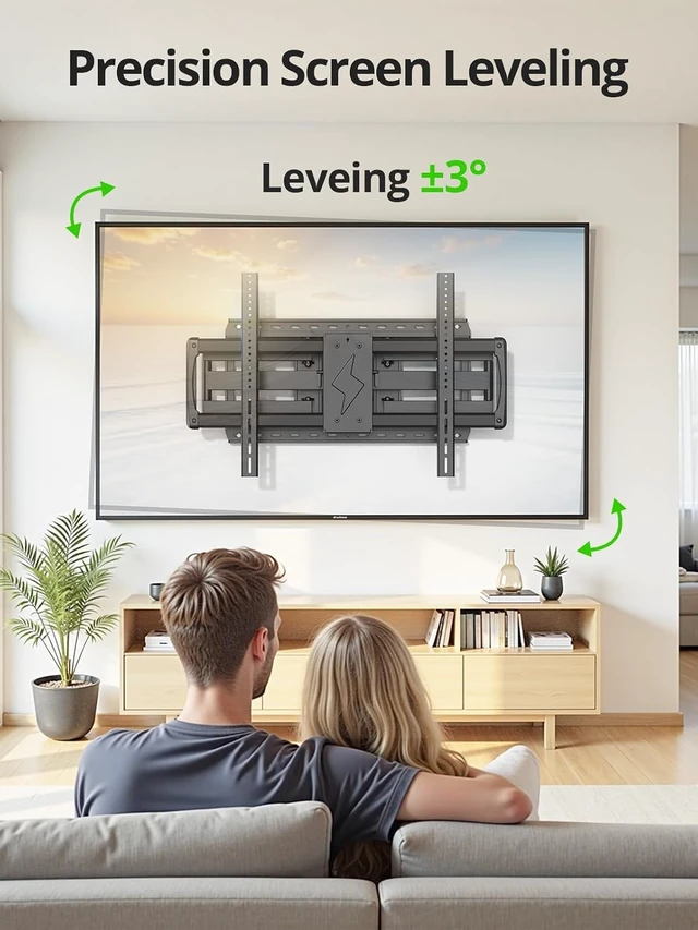Alt view image 6 of 7 - 85 86 90 98 100 inch Heavy Duty Full Motion TV Wall Mount for 42-100" TVs, TV Mount with Swivel, Tilt & Leveling, Wall Mount Bracket Up to 170lbs, Max VESA 800x600mm, Fits 16/18/24" Studs.