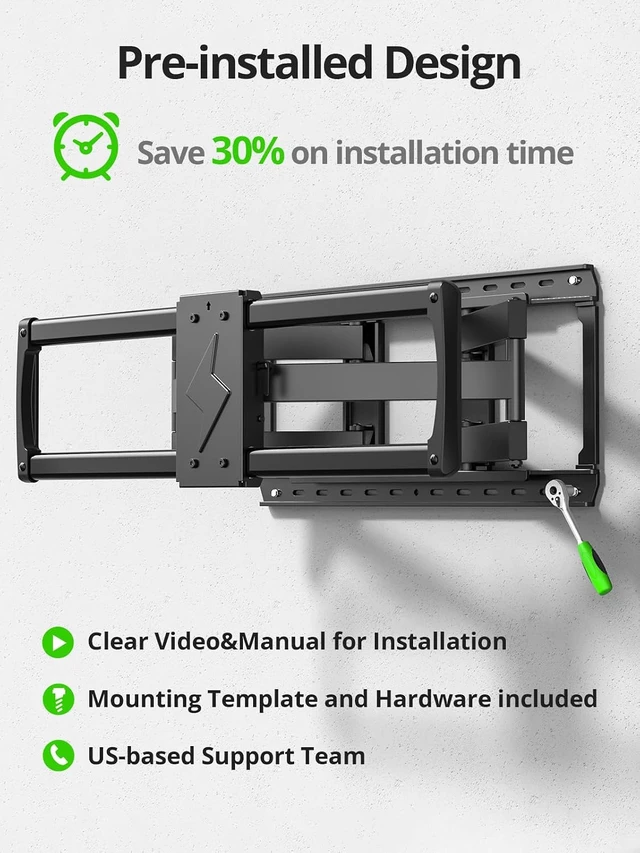 Alt view image 7 of 7 - 85 86 90 98 100 inch Heavy Duty Full Motion TV Wall Mount for 42-100" TVs, TV Mount with Swivel, Tilt & Leveling, Wall Mount Bracket Up to 170lbs, Max VESA 800x600mm, Fits 16/18/24" Studs.