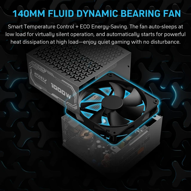 Alt view image 6 of 7 - 1000W Fully Modular Power Supply, 80+ Gold Certified PSU