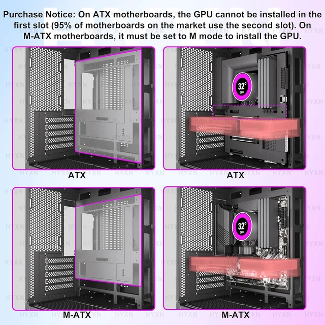 Alt view image 3 of 7 - H3 ATX PC Case - Pre-Installed with 6 Infinity Mirror PWM ARGB Fans - Compact Dual Cavity Mid-Tower PC Gaming Case - with Type-C 3.2-360mm Radiator Support