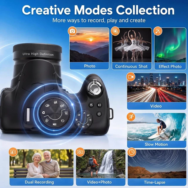 Alt view image 5 of 7 - Vlogging Camera with Dual-View Recording, WiFi & Dual Cameras, 2000mAh, 8K