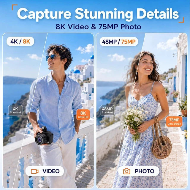 Alt view image 6 of 7 - Vlogging Camera with Dual-View Recording, WiFi & Dual Cameras, 2000mAh, 8K