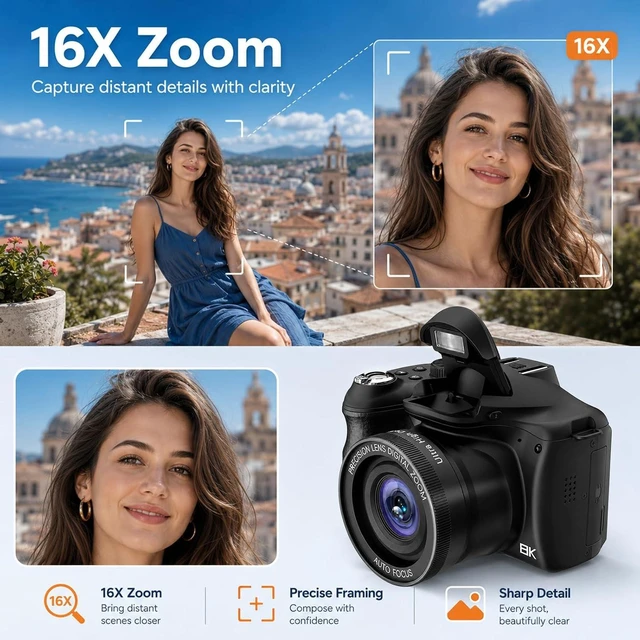 Alt view image 7 of 7 - Vlogging Camera with Dual-View Recording, WiFi & Dual Cameras, 2000mAh, 8K