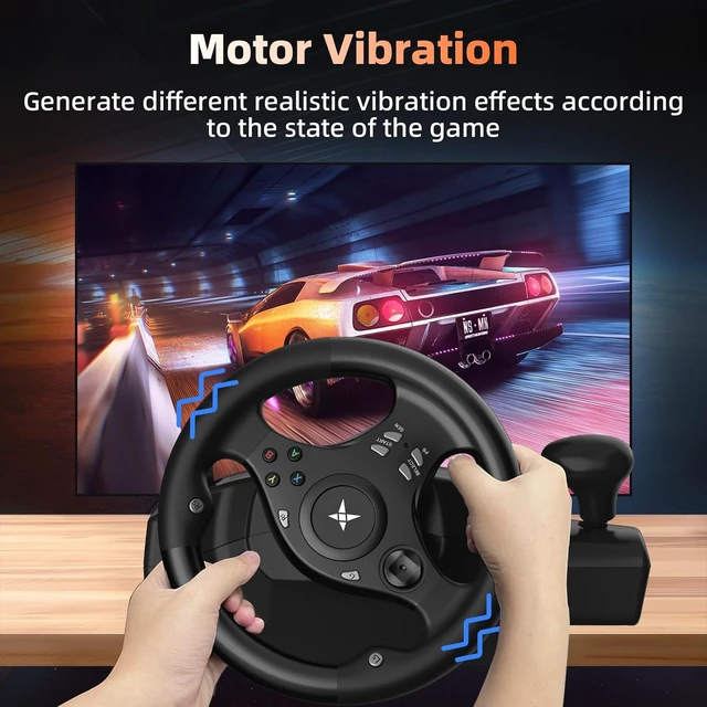 Alt view image 4 of 7 - Gaming Steering Wheel with Pedals for PC, Xbox One, Xbox Series X