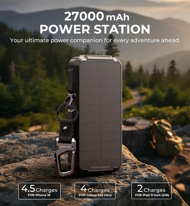 Alt view image 5 of 7 - 27,000mAh Solar Power Bank Portable Charger 65W Fast Charging