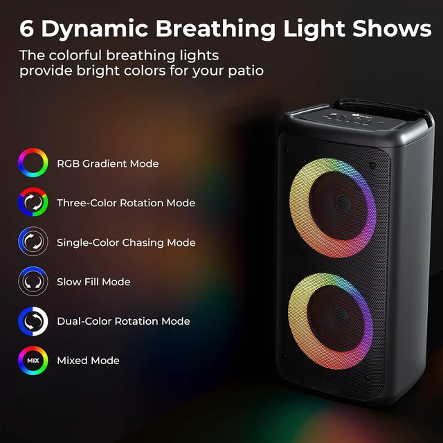 Alt view image 5 of 7 - Bluetooth Speaker with 2 Wireless Microphones, 30W Big Party Speaker for Adults Kid Karaoke with Lights, Portable 6000mAh Large Battery Speaker Support TWS/AUX/USB/TF Card for Home Party Gift