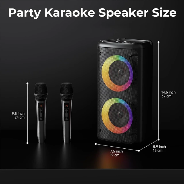 Alt view image 7 of 7 - Bluetooth Speaker with 2 Wireless Microphones, 30W Big Party Speaker for Adults Kid Karaoke with Lights, Portable 6000mAh Large Battery Speaker Support TWS/AUX/USB/TF Card for Home Party Gift