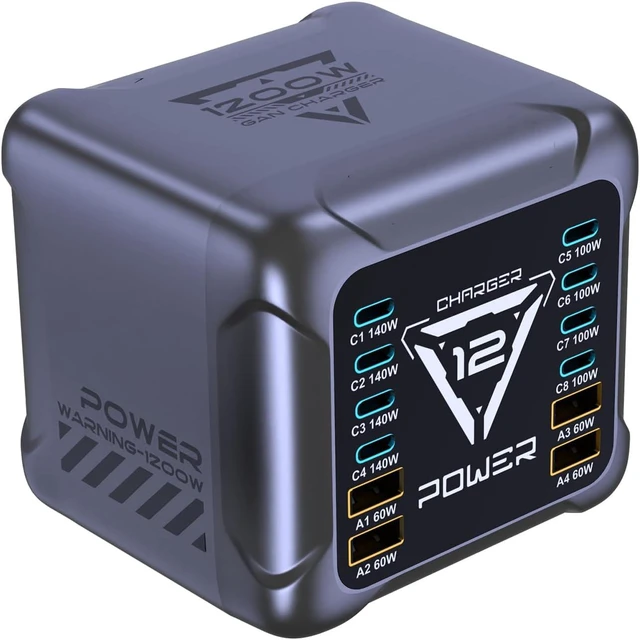 Main image of 1200W USB C Charging Station, 12-Port GaN Fast Charger