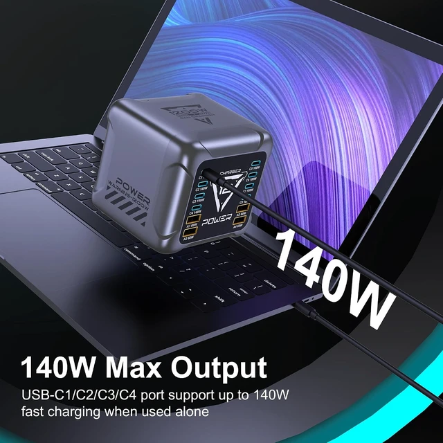 Alt view image 3 of 7 - 1200W USB C Charging Station, 12-Port GaN Fast Charger