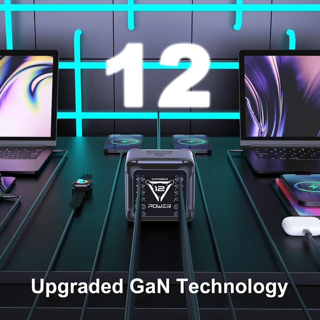 Alt view image 5 of 7 - 1200W USB C Charging Station, 12-Port GaN Fast Charger