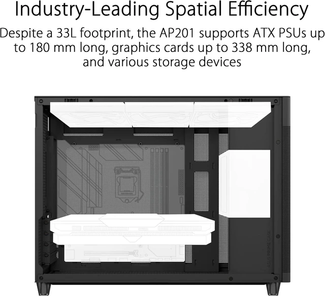 Alt view image 2 of 7 - Prime AP201 Tempered Glass Micro-ATX PC Case