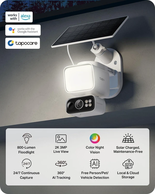 Alt view image 3 of 7 - 2K Outdoor Pan/Tilt Wireless Floodlight Security Camera, C615F KIT