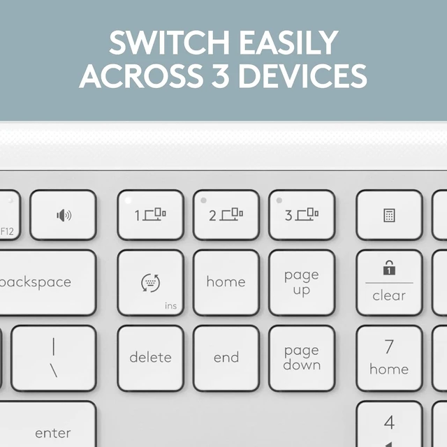 Alt view image 3 of 7 - Signature Slim K950 Wireless Keyboard with Quiet Typing - White