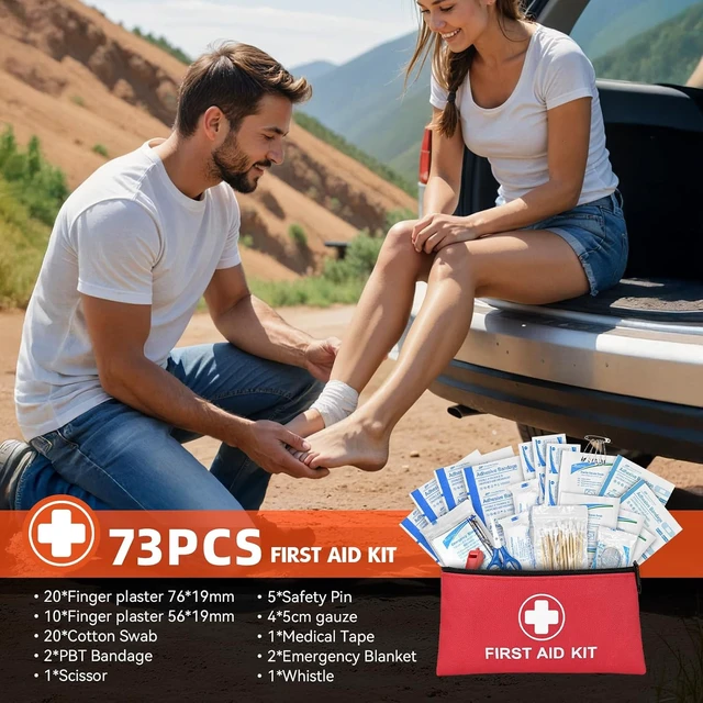 Alt view image 5 of 7 - Car Emergency Kit with Portable Air Compressor, First Aid Kit, Jumper Cables, Roadside Safety Emergency Tool Kit for Women, Men, Teen