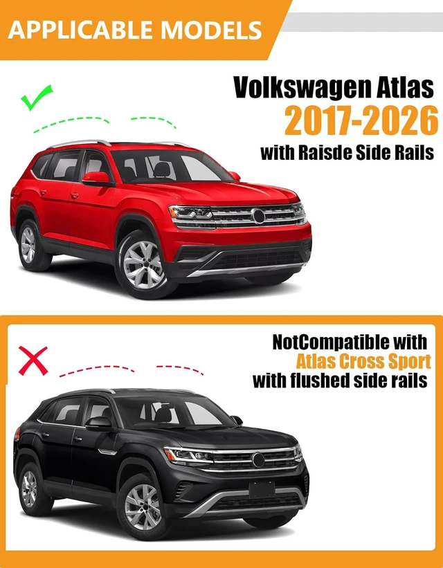 Alt view image 2 of 7 - 300lb Roof Rack Cross Bars for Volkswagen VW Atlas 2017-2026