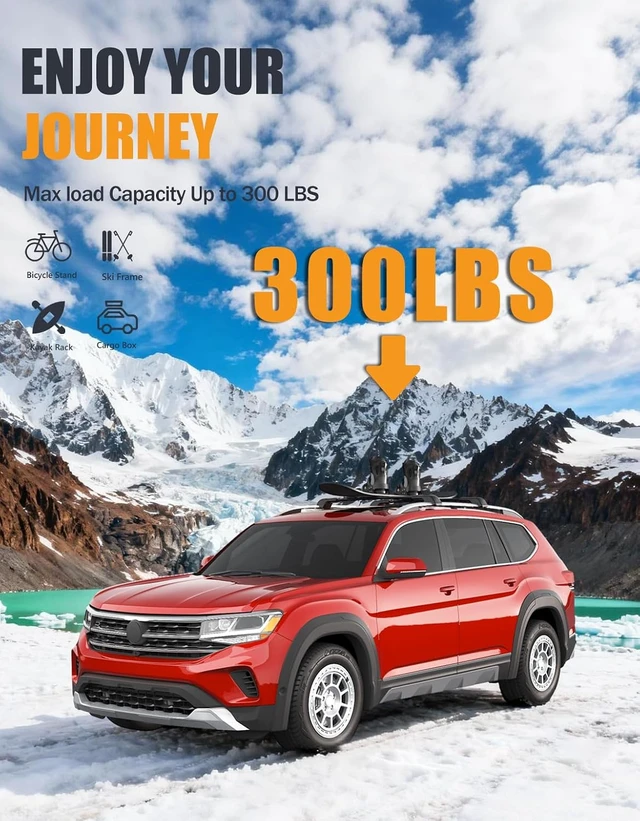 Alt view image 3 of 7 - 300lb Roof Rack Cross Bars for Volkswagen VW Atlas 2017-2026