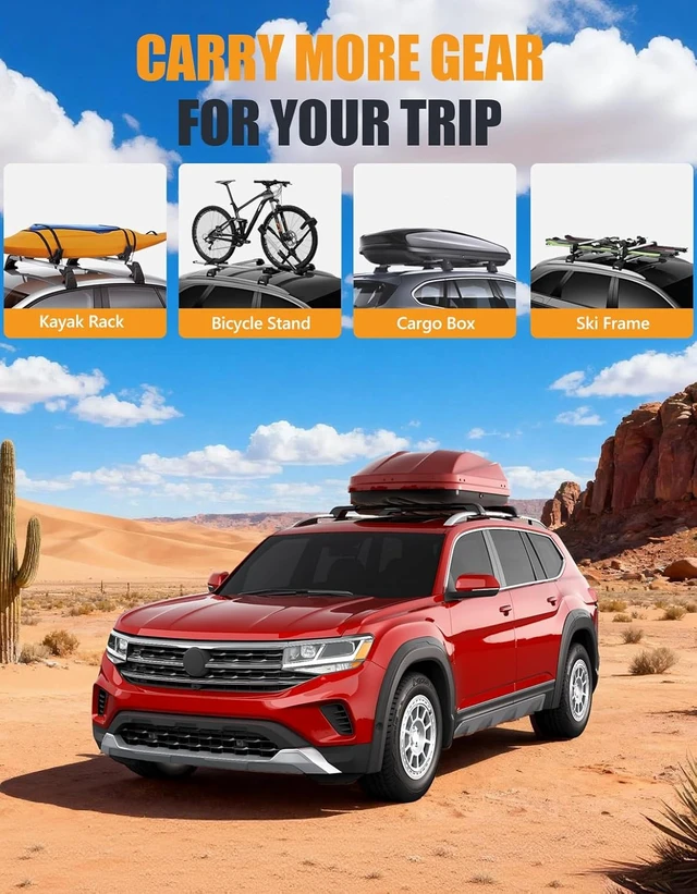 Alt view image 7 of 7 - 300lb Roof Rack Cross Bars for Volkswagen VW Atlas 2017-2026