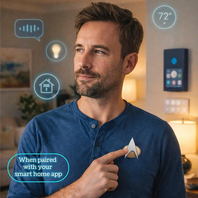 Alt view image 2 of 7 - Star Trek TNG Bluetooth ComBadge for Calls, Texts & Chirp On Demand Feature