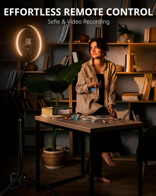 Alt view image 6 of 6 - Pro 12 Ring Light Tripod with Overhead Phone & Camera Mount