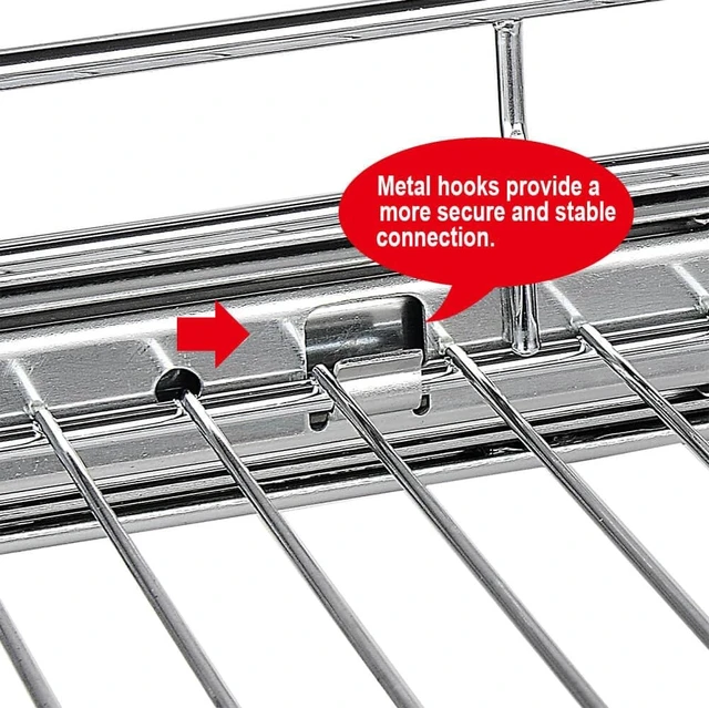 Alt view image 5 of 7 - 2 Tier Pull Out Cabinet Organizer (14" W x 21" D), Pull Out Drawers for Kitchen Cabinets, Pull Out Shelves for Base Cabinet Organization in Kitchen Bathroom Pantry, Chrome Finish