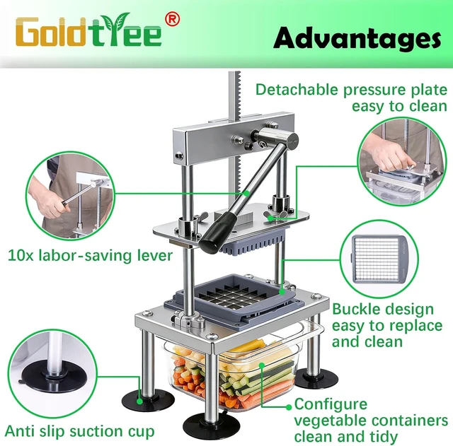 Alt view image 5 of 6 - French Fry Cutter for Potatoes Onion Food Fruit Vegetable Chopper