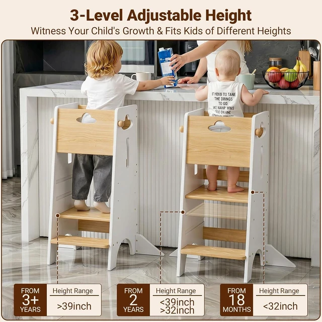 Alt view image 2 of 7 - Toddler Tower Toddler Standing Kitchen Stool