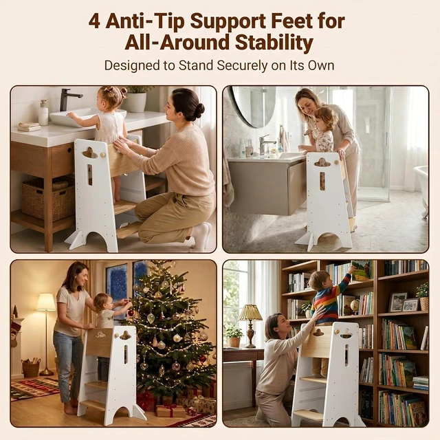 Alt view image 7 of 7 - Toddler Tower Toddler Standing Kitchen Stool