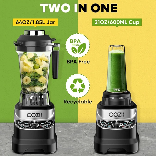 Alt view image 2 of 7 - Professional Blender 2000W, 64oz Countertop Smoothie Blender-21oz Cup